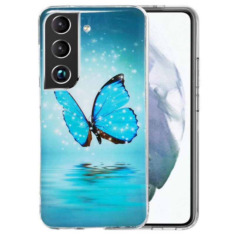 Kuori Samsung Galaxy S22 Plus 5G Fluorescent Blue Butterflies