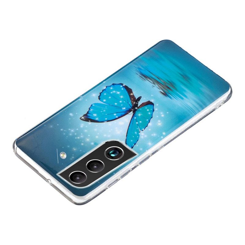 Kuori Samsung Galaxy S22 Plus 5G Fluorescent Blue Butterflies