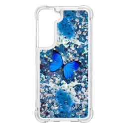 Kuori Samsung Galaxy S22 Plus 5G Glitter Blue Butterflies