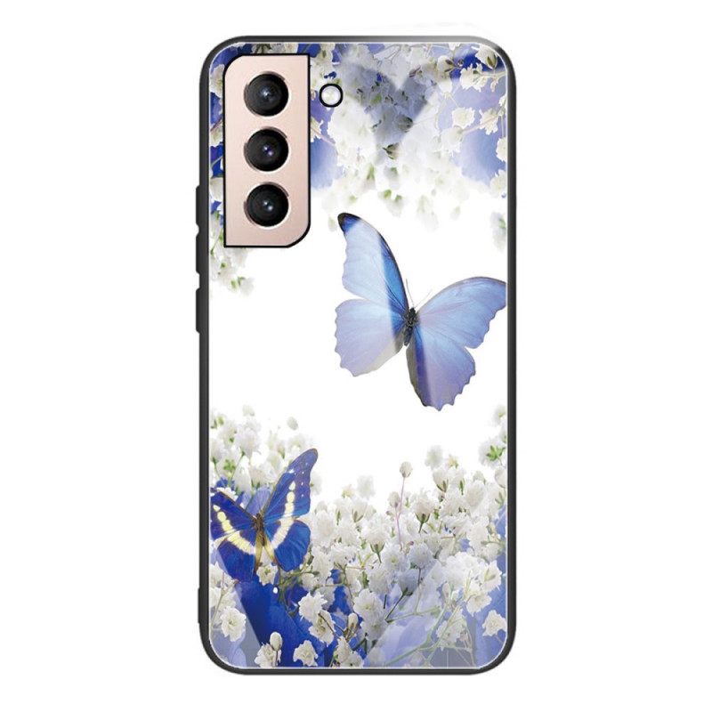 Kuori Samsung Galaxy S22 Plus 5G Tempered Glass Butterflies Design