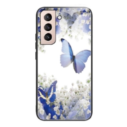 Kuori Samsung Galaxy S22 Plus 5G Tempered Glass Butterflies Design