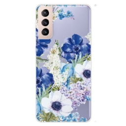 Kuori Samsung Galaxy S22 Plus 5G Watercolour Blue Flowers