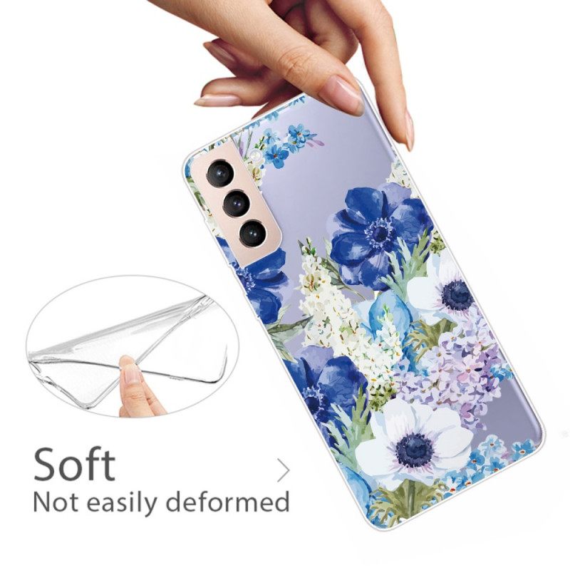 Kuori Samsung Galaxy S22 Plus 5G Watercolour Blue Flowers