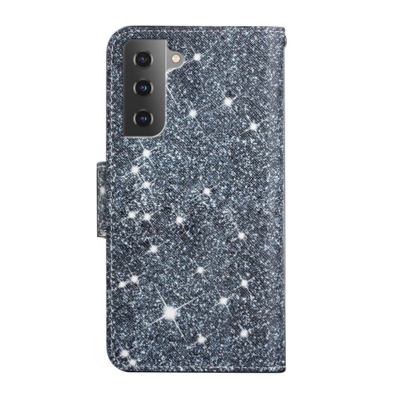 Nahkakotelo Samsung Galaxy S22 Plus 5G Suojaketju Kuori Glitter Strappy