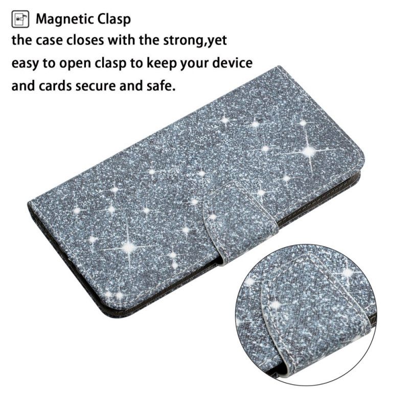 Nahkakotelo Samsung Galaxy S22 Plus 5G Suojaketju Kuori Glitter Strappy