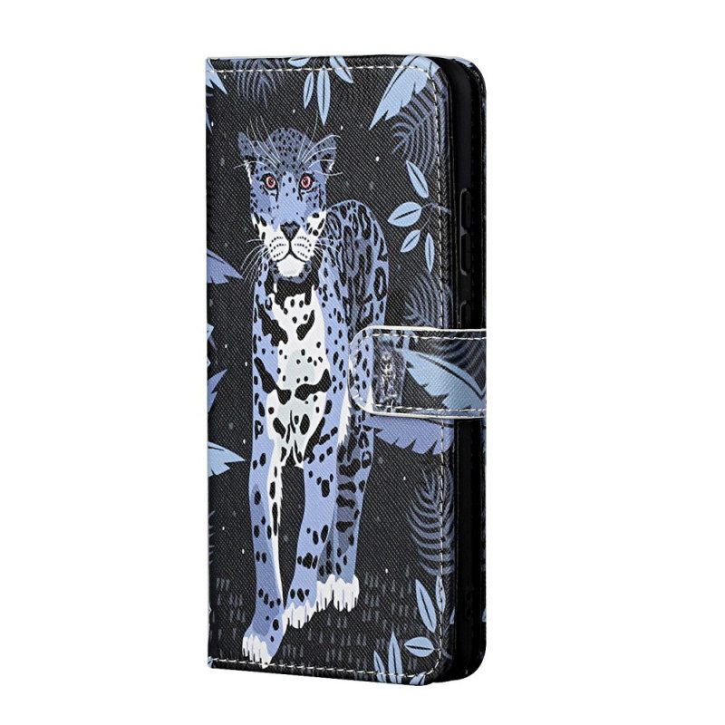 Nahkakotelo Samsung Galaxy S22 Plus 5G Suojaketju Kuori Leopard Hihnalla