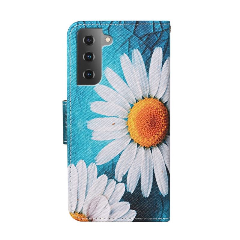 Nahkakotelo Samsung Galaxy S22 Plus 5G Suojaketju Kuori Thong Daisies