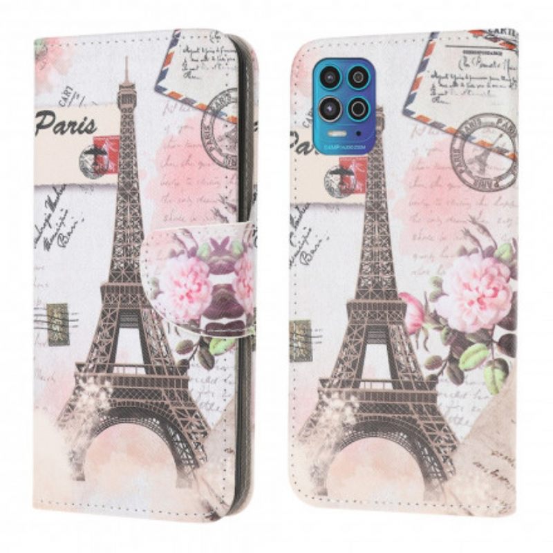 Kotelot Moto G100 Retro Eiffel-torni