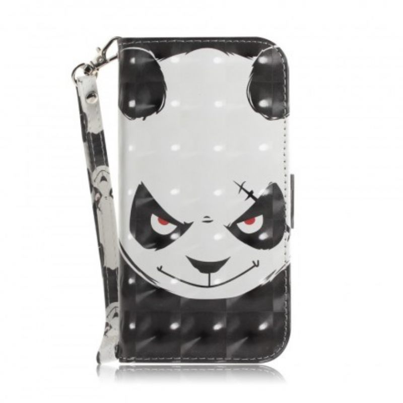 Flip Case Samsung Galaxy A9 Suojaketju Kuori Angry Panda Lanyardissa