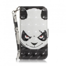 Flip Case Samsung Galaxy A9 Suojaketju Kuori Angry Panda Lanyardissa