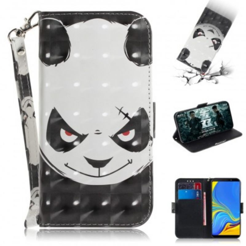 Flip Case Samsung Galaxy A9 Suojaketju Kuori Angry Panda Lanyardissa