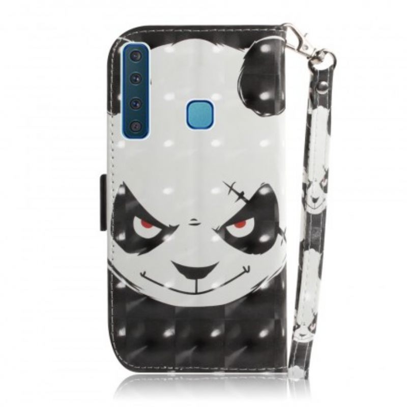 Flip Case Samsung Galaxy A9 Suojaketju Kuori Angry Panda Lanyardissa