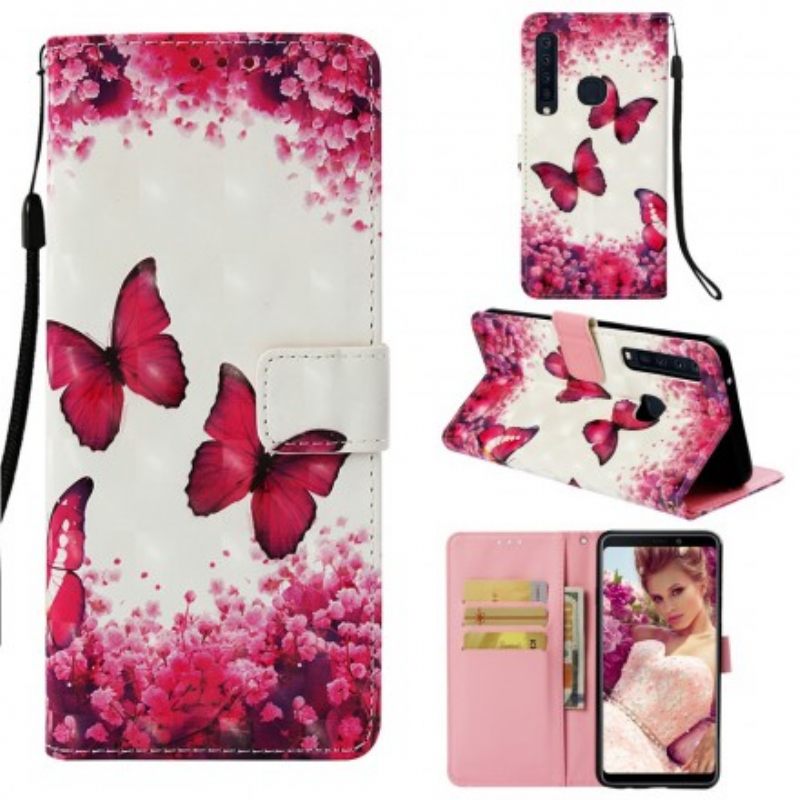 Kotelot Samsung Galaxy A9 Red Butterflies