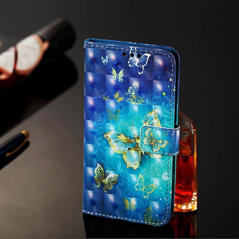 Kotelot Huawei P Smart Z / Honor 9X Suojaketju Kuori Golden Butterflies Ja Kaulanauha