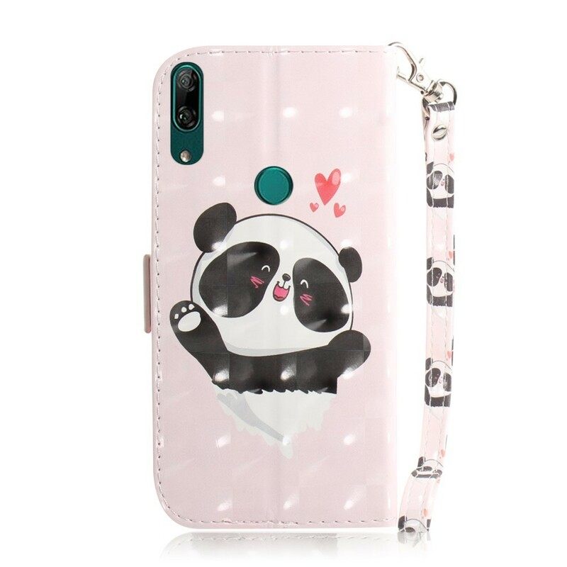 Nahkakotelo Huawei P Smart Z / Honor 9X Suojaketju Kuori Panda Love In Lanyard