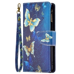 Kotelot Realme 9i Blue And Gold Butterflies Lanyard