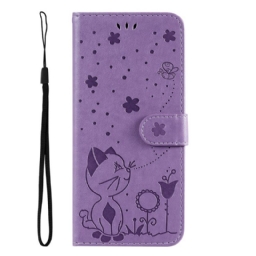 Kotelot Realme 9i Suojaketju Kuori Cat And Butterfly In Lanyard