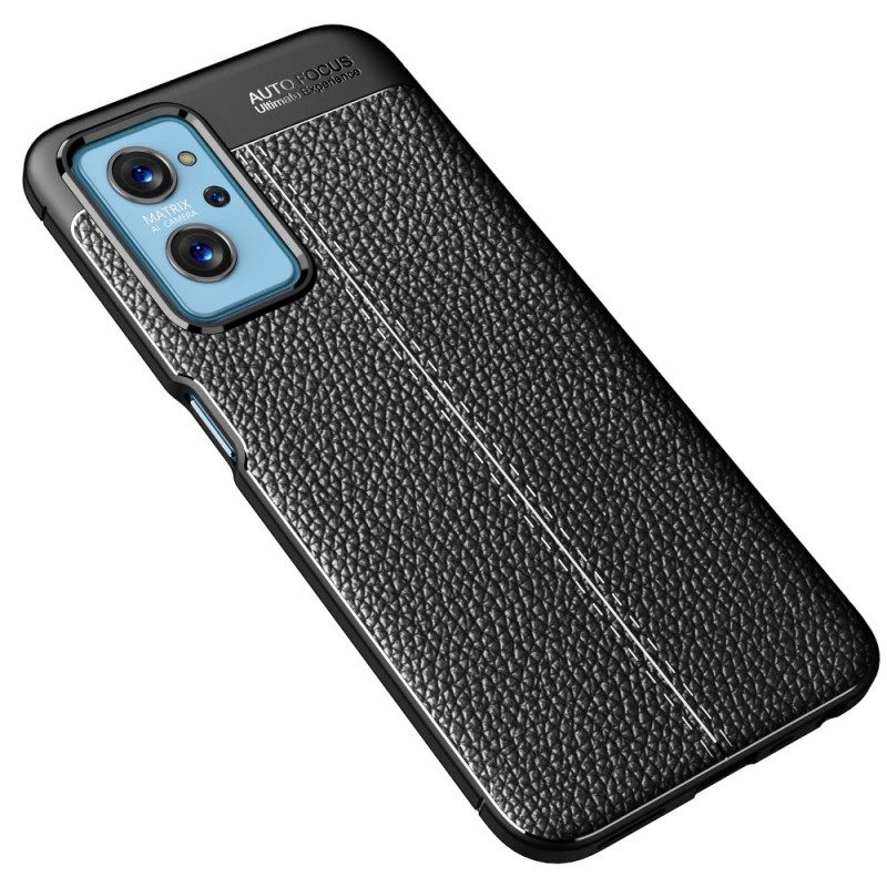 Kuori Realme 9i Double Line Litchi Leather Effect