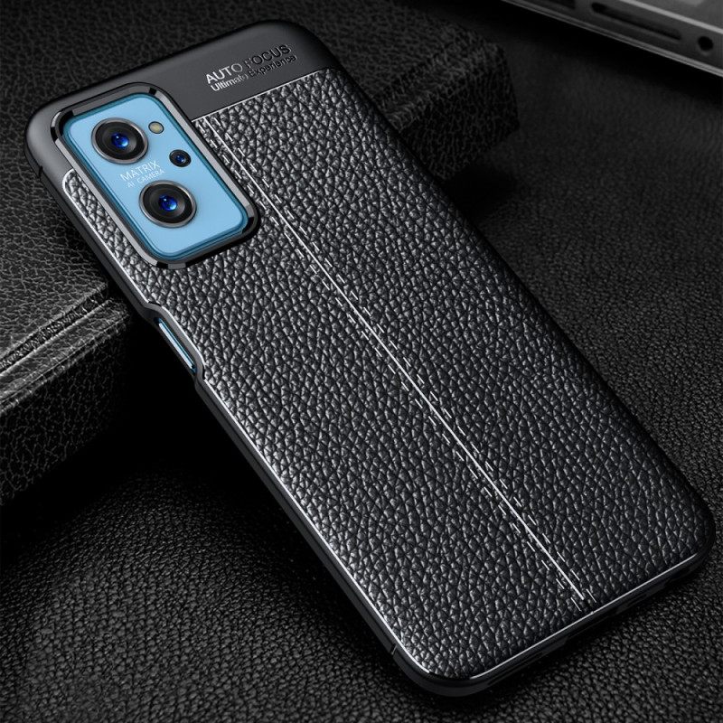 Kuori Realme 9i Double Line Litchi Leather Effect