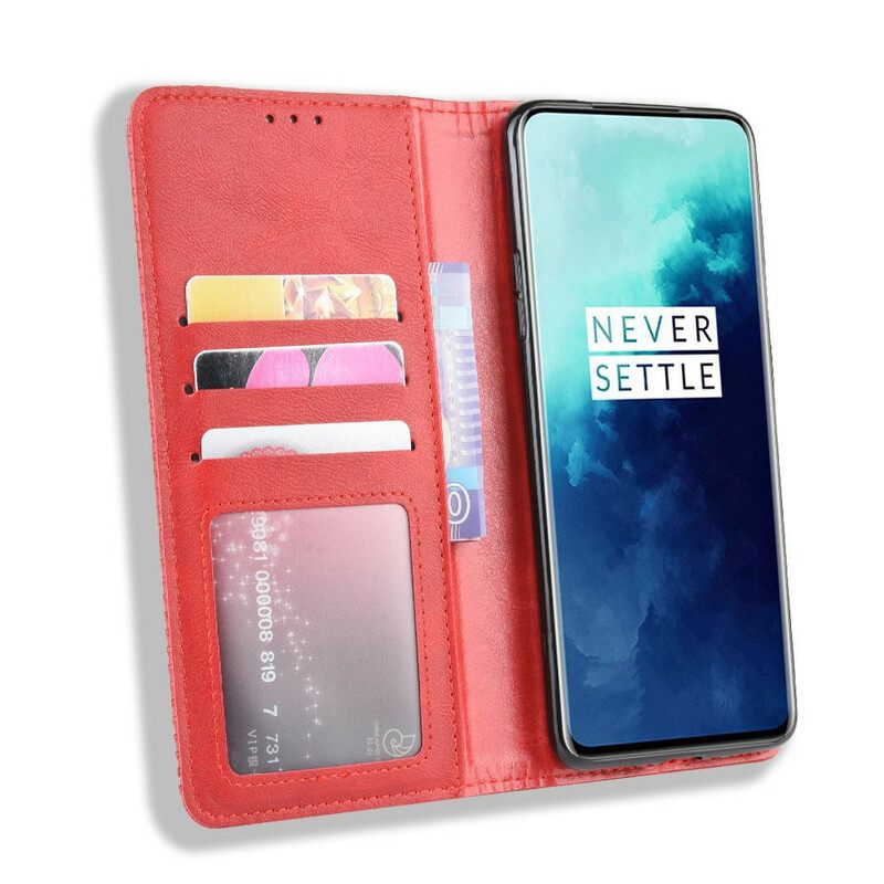 Puhelinkuoret OnePlus 7T Pro Kotelot Flip Tyylitelty Vintage-nahkaefekti