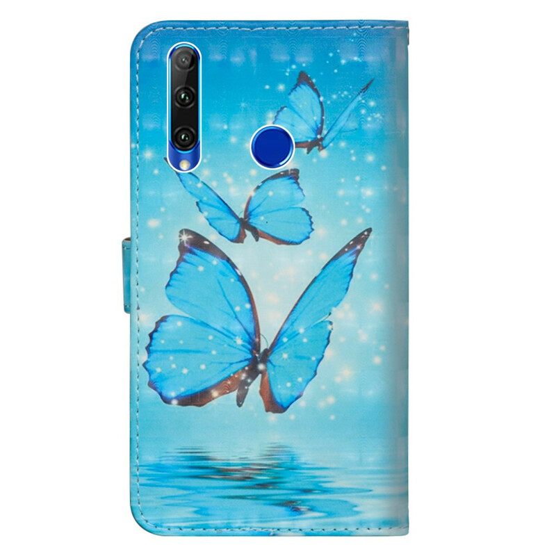 Flip Case Honor 20 Lite / 20e Flying Blue Butterflies