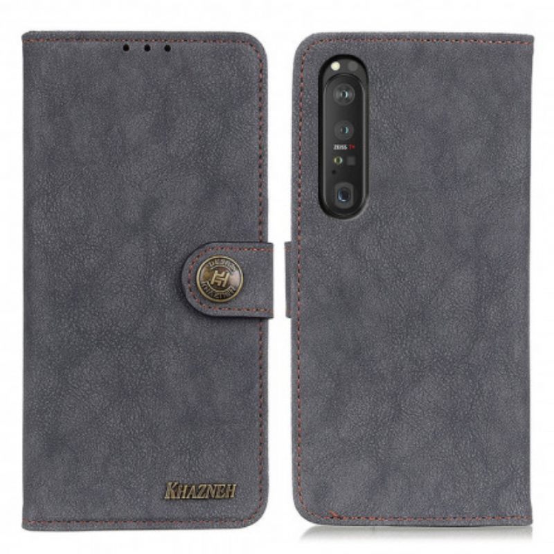 Kotelot Sony Xperia 1 III Faux Leather Split Retro Khazneh