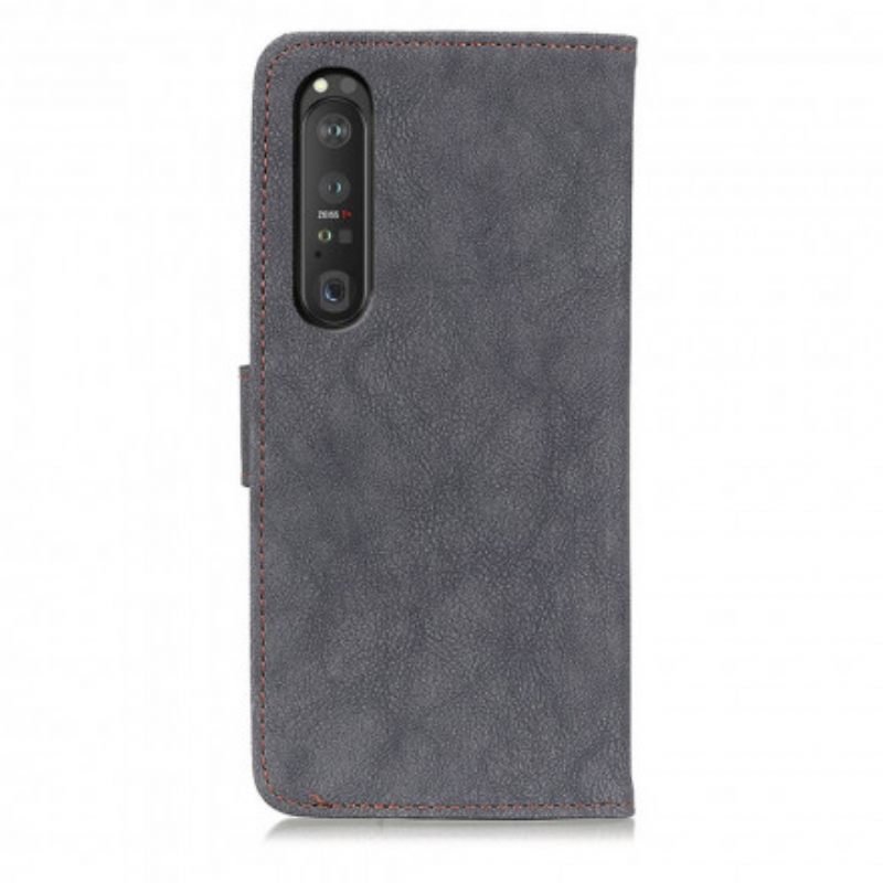 Kotelot Sony Xperia 1 III Faux Leather Split Retro Khazneh