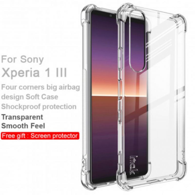 Kuori Sony Xperia 1 III Läpinäkyvä Imak-näytönkalvolla