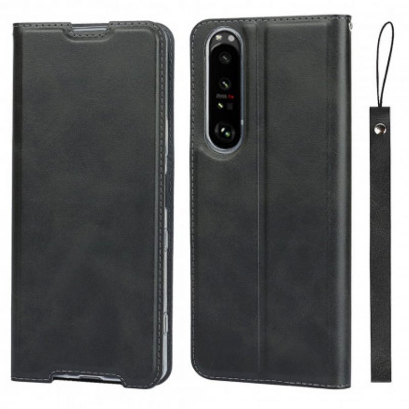 Puhelinkuoret Sony Xperia 1 III Suojaketju Kuori Kotelot Flip Faux Leather Class Strappy