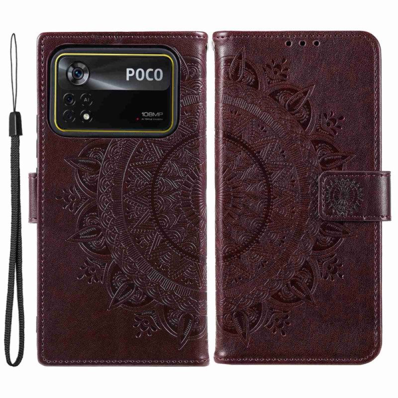 Flip Case Poco X4 Pro 5G Mandala Sun Ja Kaulanauha