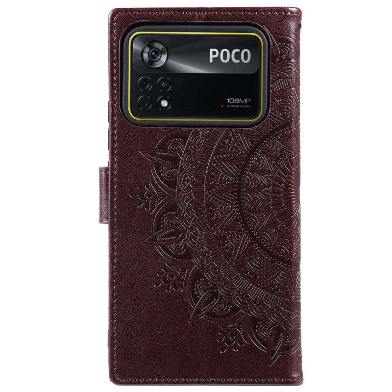 Flip Case Poco X4 Pro 5G Mandala Sun Ja Kaulanauha