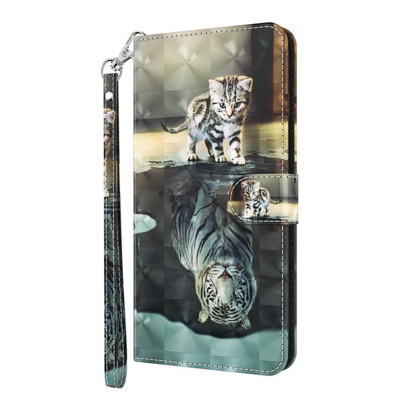 Flip Case Poco X4 Pro 5G Suojaketju Kuori Dream Of Kitten With Strap