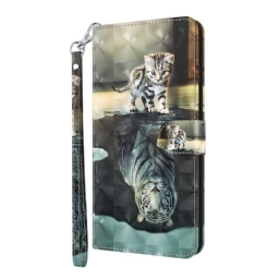 Flip Case Poco X4 Pro 5G Suojaketju Kuori Dream Of Kitten With Strap