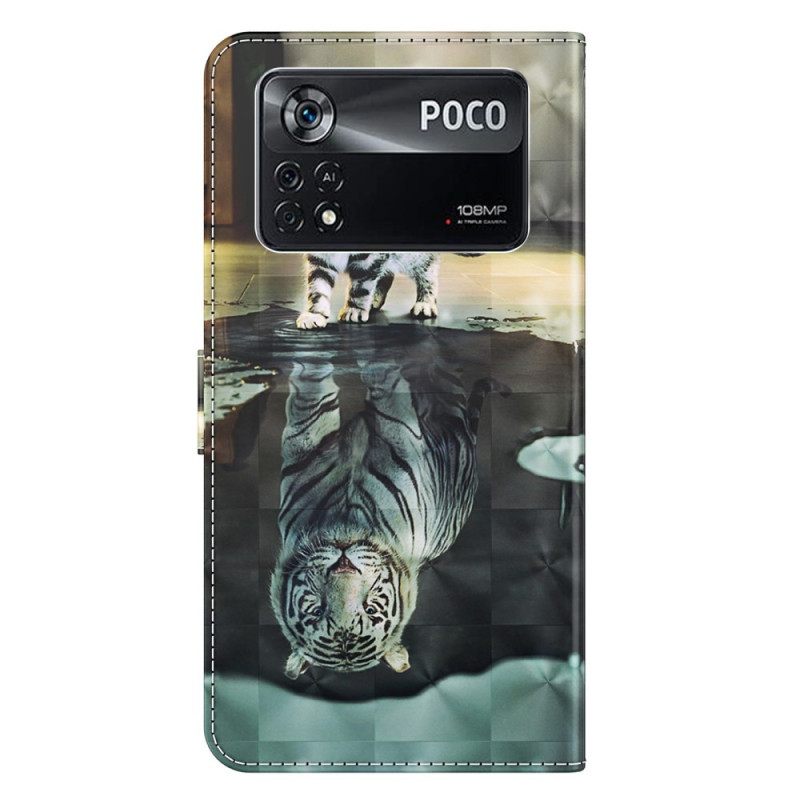 Flip Case Poco X4 Pro 5G Suojaketju Kuori Dream Of Kitten With Strap