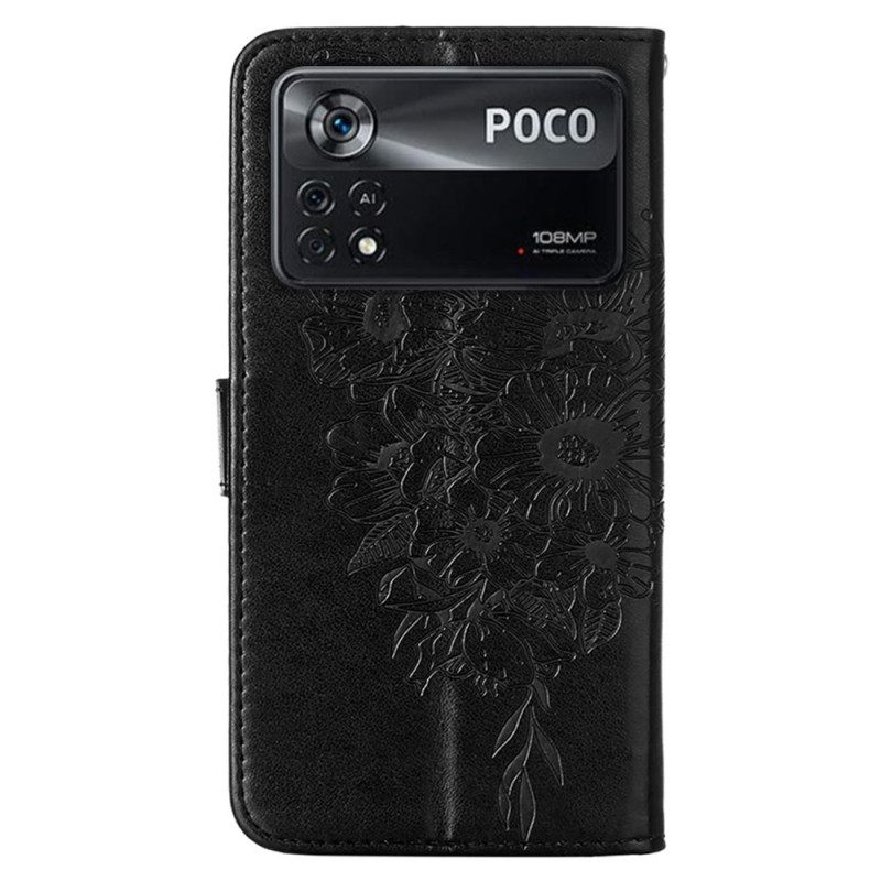 Kotelot Poco X4 Pro 5G Suojaketju Kuori Baroque Strappy Butterfly