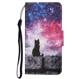 Kotelot Poco X4 Pro 5G Suojaketju Kuori Cat In The Night At Lanyard