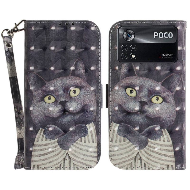 Kotelot Poco X4 Pro 5G Suojaketju Kuori Grey Thong Cat