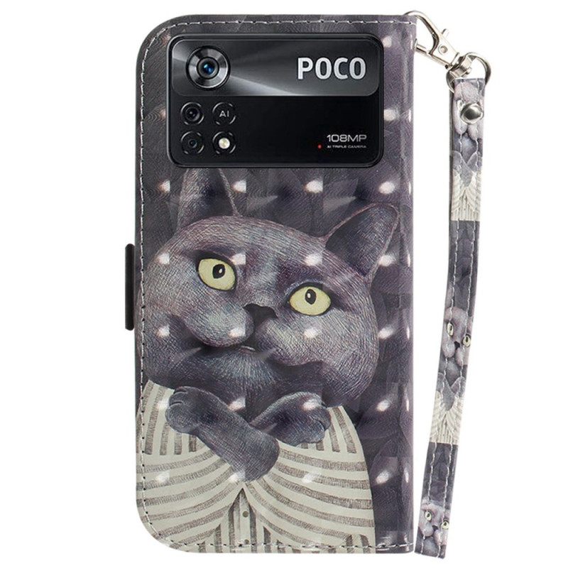 Kotelot Poco X4 Pro 5G Suojaketju Kuori Grey Thong Cat