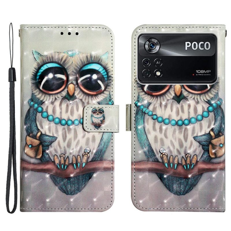 Kotelot Poco X4 Pro 5G Suojaketju Kuori Miss Owl Hihnassa