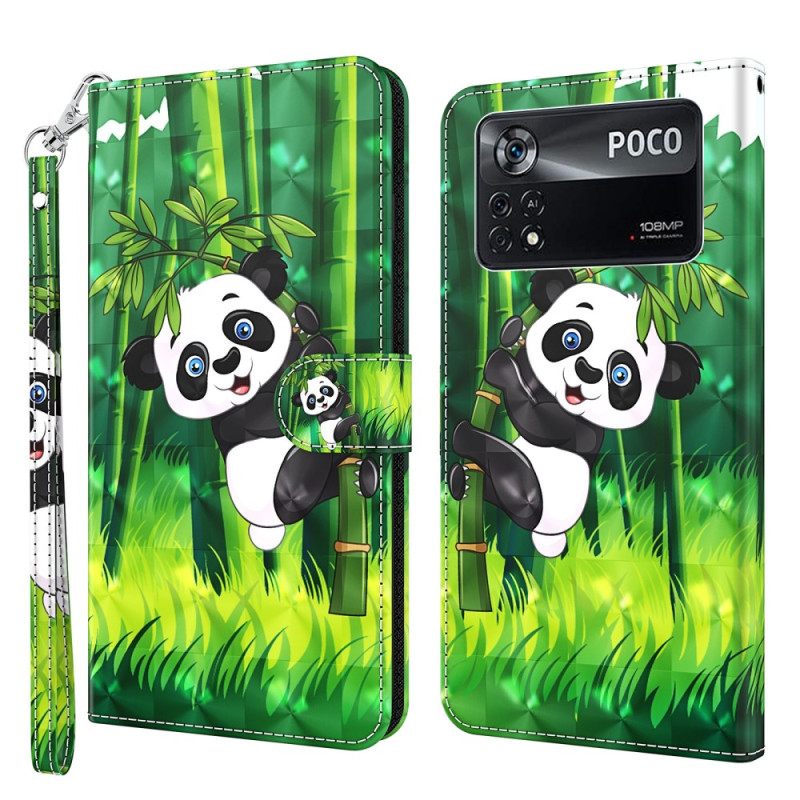 Kotelot Poco X4 Pro 5G Suojaketju Kuori Panda Kaulanauhalla