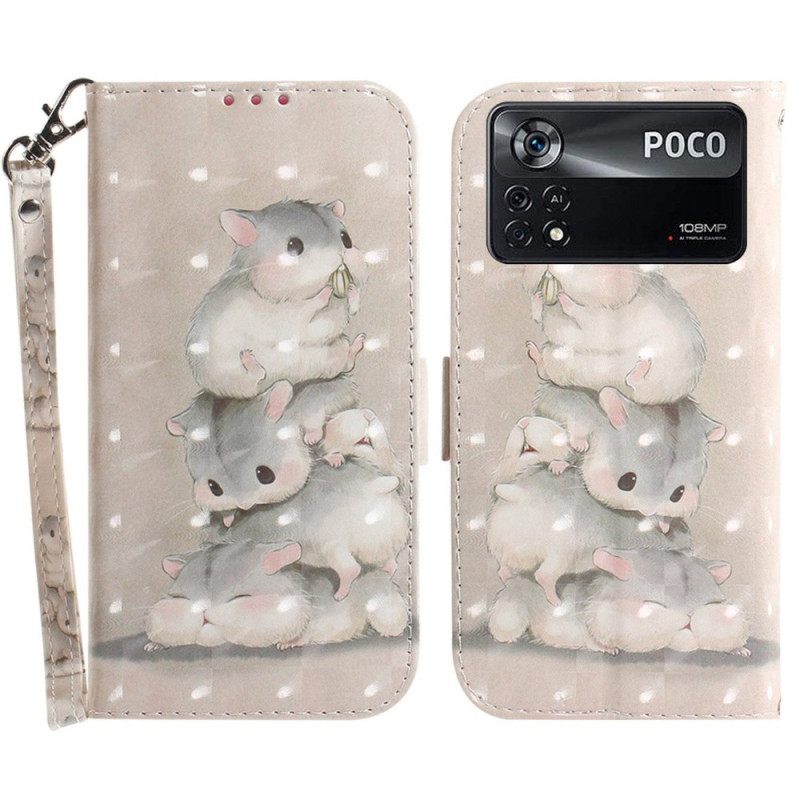 Kotelot Poco X4 Pro 5G Suojaketju Kuori Squirrels In Lanyard