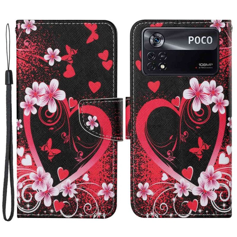 Kotelot Poco X4 Pro 5G Suojaketju Kuori Strappy Heart