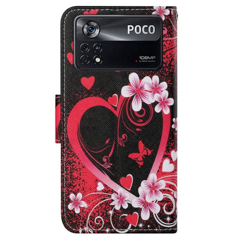 Kotelot Poco X4 Pro 5G Suojaketju Kuori Strappy Heart