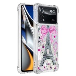 Kuori Poco X4 Pro 5G Eiffel-tornin Paljetteja