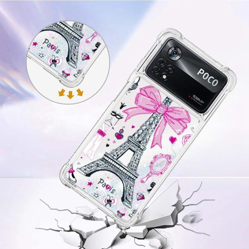 Kuori Poco X4 Pro 5G Eiffel-tornin Paljetteja