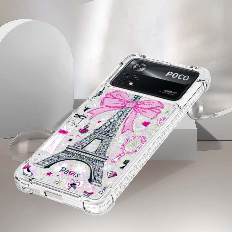 Kuori Poco X4 Pro 5G Eiffel-tornin Paljetteja