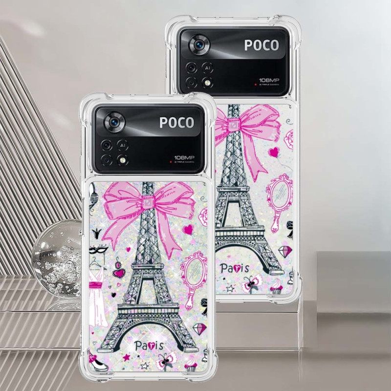 Kuori Poco X4 Pro 5G Eiffel-tornin Paljetteja