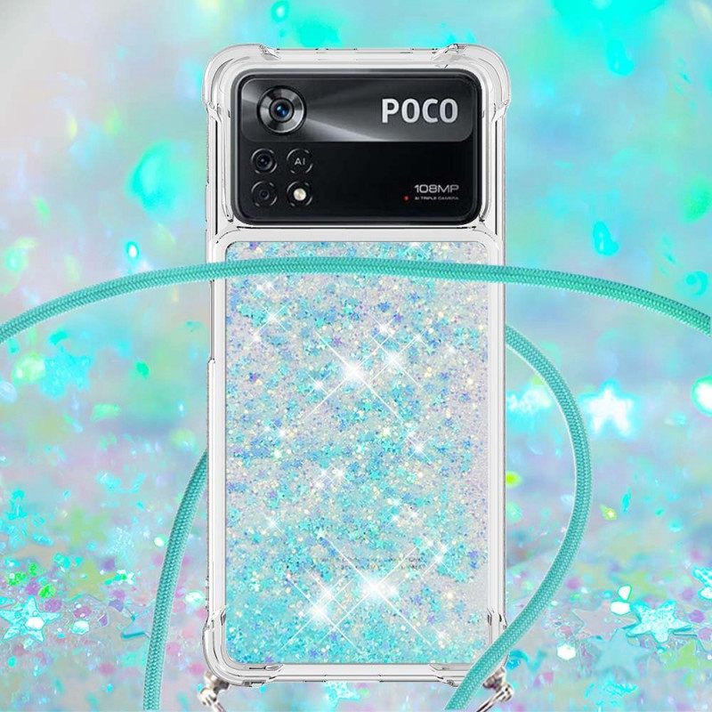 Kuori Poco X4 Pro 5G Glitter Tree Kiristysnyörillä