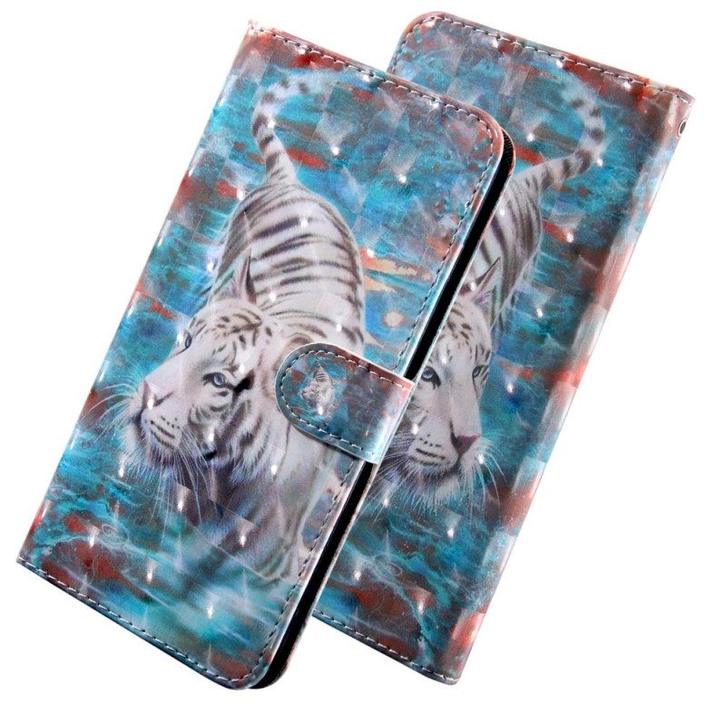 Nahkakotelo Poco X4 Pro 5G Suojaketju Kuori Fabulous Tiger In Strap