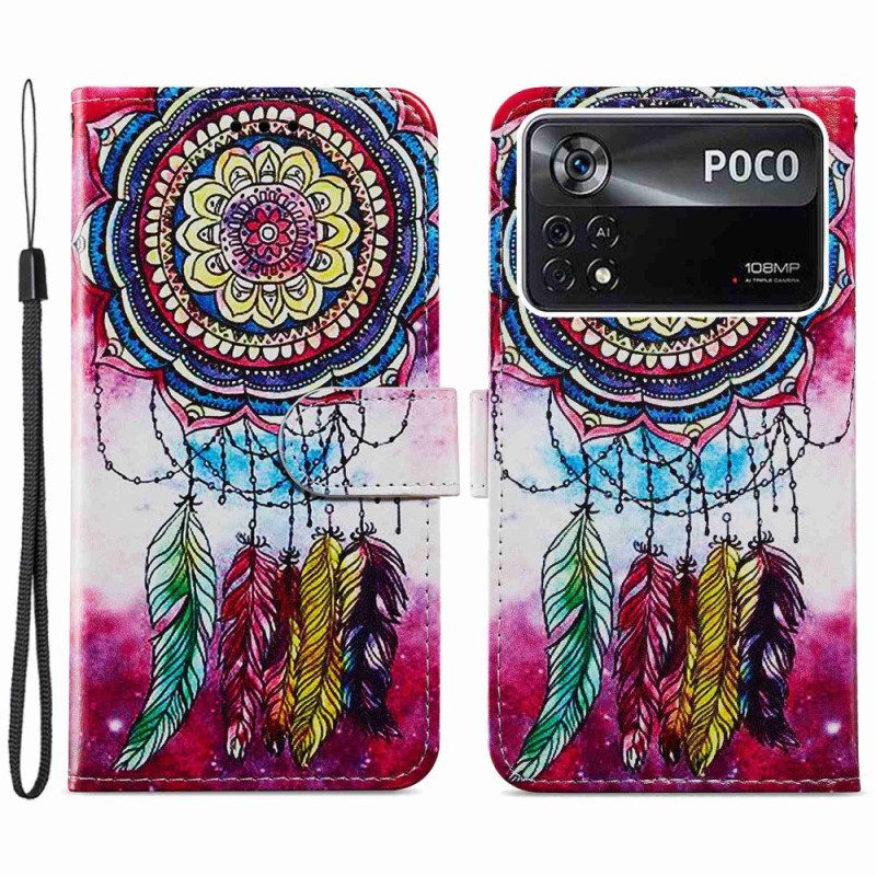 Nahkakotelo Poco X4 Pro 5G Suojaketju Kuori Strap Dreamcatcher